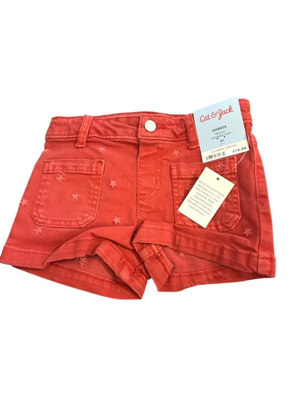 NWT Toddler Girls' 4T Americana Star Embroidered Denim Shorts - Cat & Jack